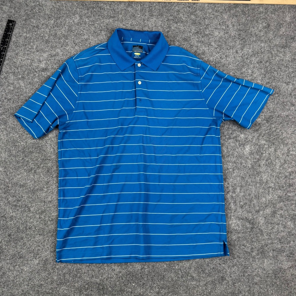 Greg Norman Polo Mens Size XL Blue Striped Play Short Sleeve Athletic Golf Shirt